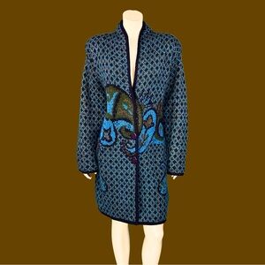 Vintage 1980s Oversized Paisley Sweater Coat / M L